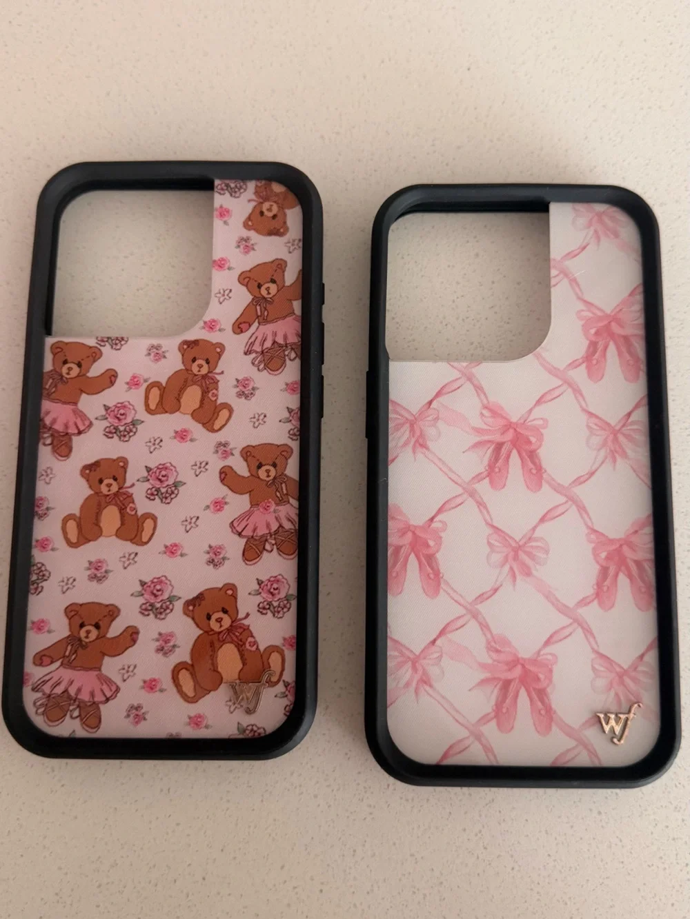 Pink Teddy Bear & Bow Pattern Phone Cases Bundle for iPhone 16 Pro